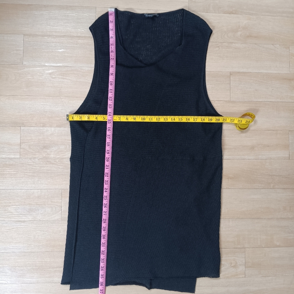 SOLD Eileen Fisher Woman Sz 3X Black Italian Wool Waterfall Open Front Vest - Picture 5 of 6